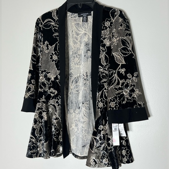 R&M Richards Womens Black-Ivory 1 PC Cocktail Party jacket Petites size 10, New - Picture 6 of 11